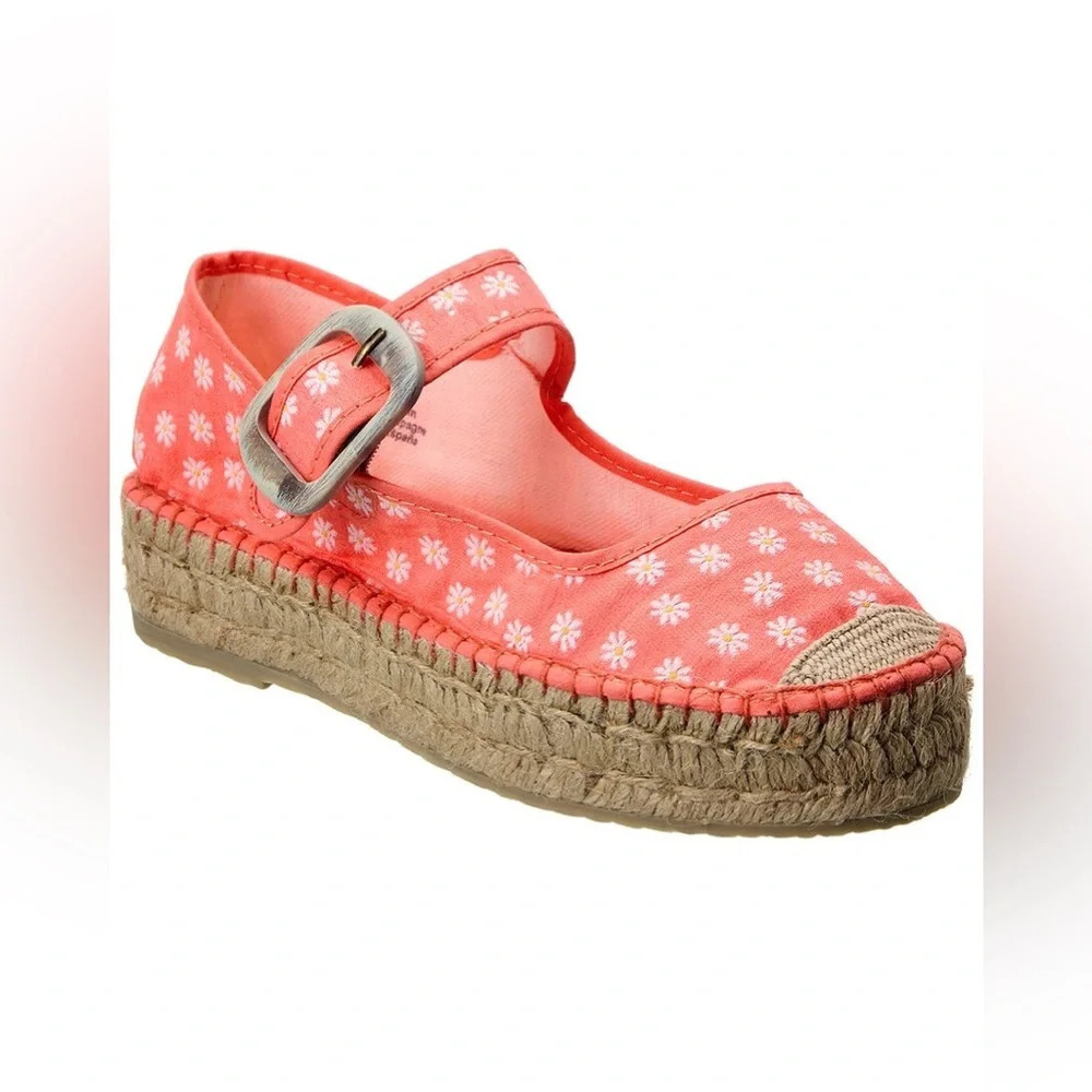FREE PEOPLE SURFSIDE DAISY PRINT MARY JANE ESPADRILLES TANGERINE ORANGE EU39 NEW - Picture 3 of 12